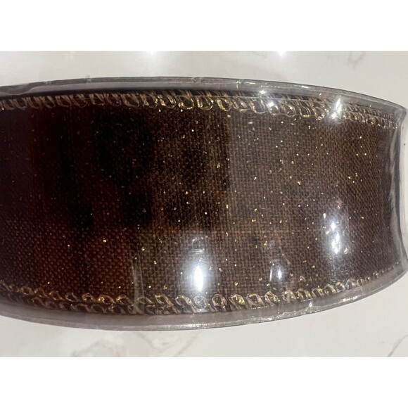 Member's Mark Premium Wired Edge Brown & Gold 1.5" Wide x 50 Yards NEW - Picture 4 of 6